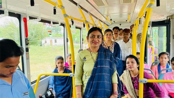 woman in bus